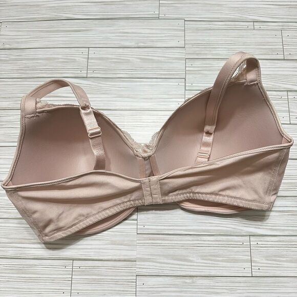 PLAYTEX LINED NUDE PINK LACE TRIM BRA 44DD - Picture 4 of 9